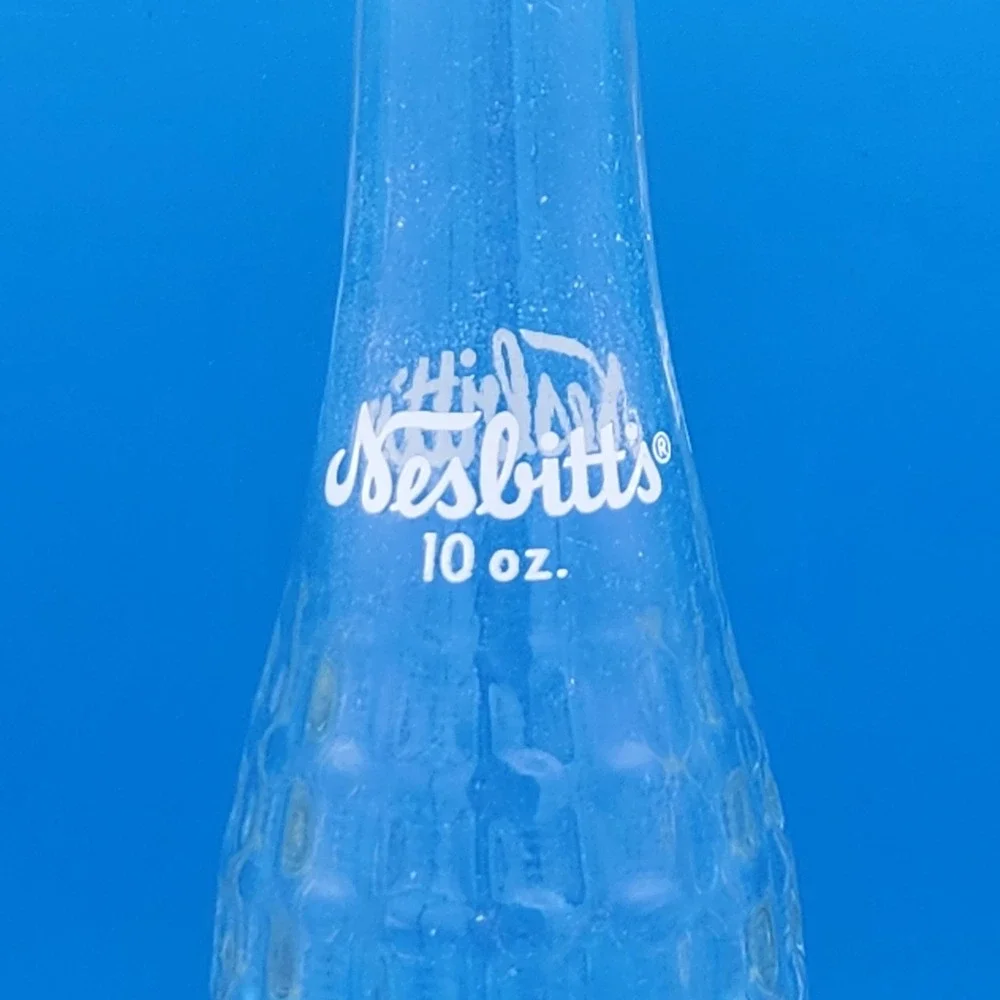 Vintage 1951's 10 oz Nesbitt's Quilted Texture Soda Bottle Clear White Lettering